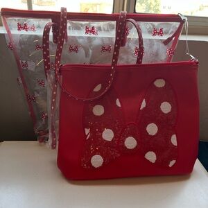 NWT Minnie Mouse Red Bow-Patterned Tote Bag